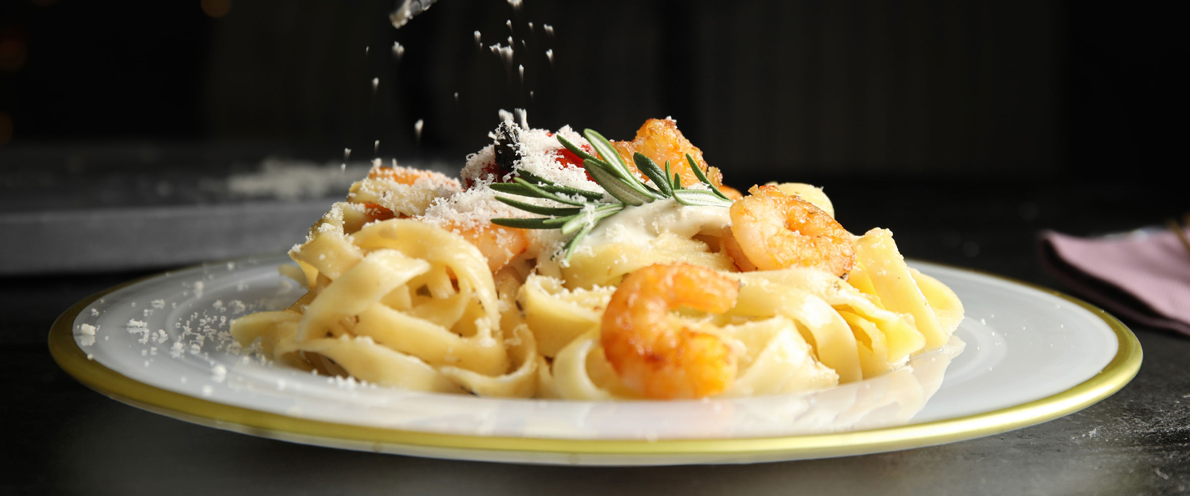 Shrimp Scampi on the Menu Page for Seravezza Events (Desktop Version) - desktop version